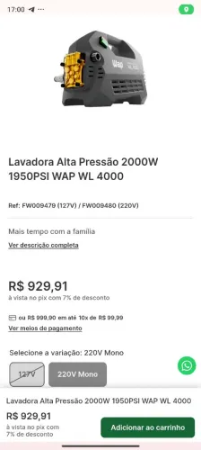 Lavadora de alta pressão nova Wap wl4000 com mangueira alto escorvante puxar água do balde