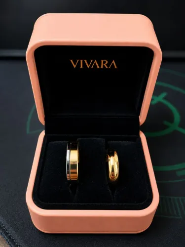 Aliança Love Me Ouro Amarelo e Branco