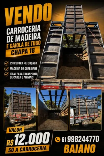 VENDO CARROCERIA DE MADEIRA E GAIOLA DE TUBO CHAPA 18.