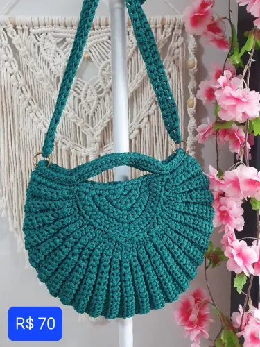 Bolsa em croche fio náutico 