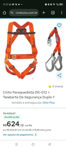 Cinto de segurança com talabarte em Y