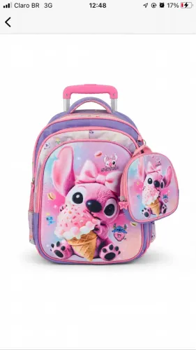 Bolsa de Rodinha da angel Stitch com Lancheira