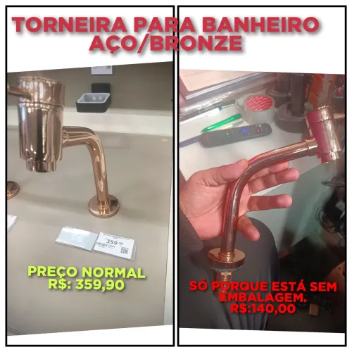 TORNEIRA BANHEIRO AÇO / BRONZE