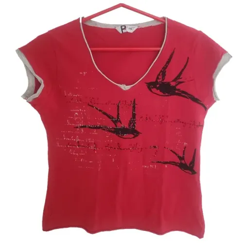 Camiseta Cantão Vermelha Feminina Original Tamanho P