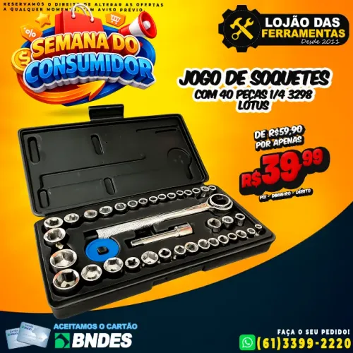 Jogo de Soquetes Com 40 Peças 1/4 3298 Lotus
