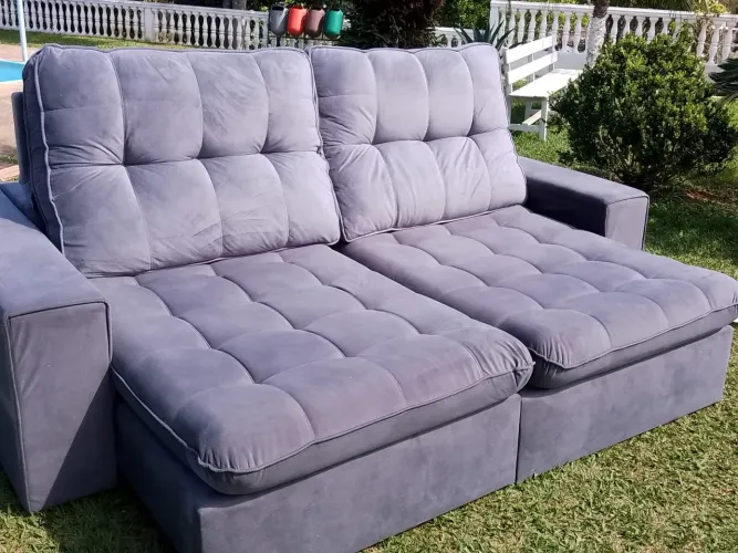 SOFÁ RETRÁTIL 2,5 CINZA NOVO