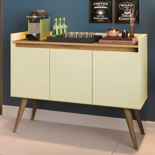 Buffet 3 Portas Gold Perola/Mel - MOVEIS PRIMUS/ pronta entrega