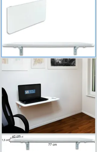 Mesa Dobrável Retratil De Parede 77x40 Cozinha, Sala, Jantar, Estudo, MultiUso