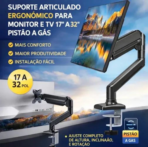 Suporte Monitor articulado a Gás Novo até 32P