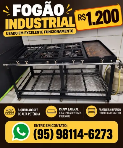 Vendo um fogão industrial funcionando perfeitamente 