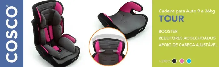 Cadeira para Automóvel Cosco Tour - 9 a 36 kg - Cinza/Rosa