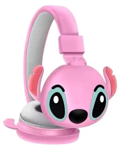 Fone Headphone Bluetooth Lilo Stitch Infantil Com Microfone Cor Rosa ou azul