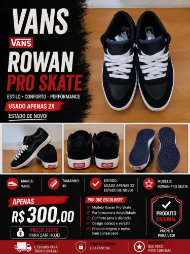 Tenis Vans Rowan Pro Skate Dark/Navy n°40br 9us