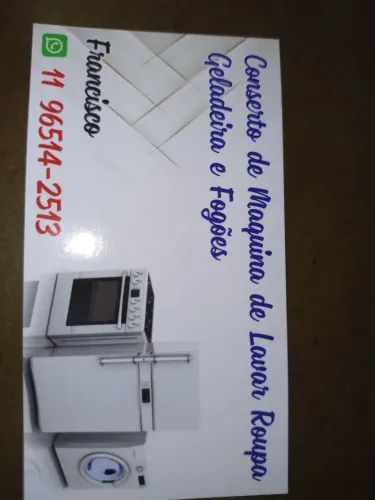 Conserto de geladeiras, máquinas de lavar roupas.