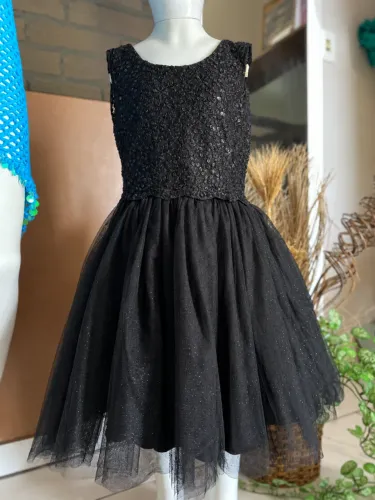 Vestido Infantil de Festa Preto com Brilho - Excelente Estado