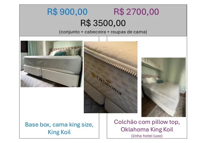 Cama king size com box e colchão