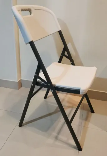 Cadeira de Jardim em Aço Dobrável 83x67cm Cinza|Branco - Caxia Plicosa