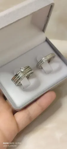 A PRONTA ENTREGA Par de Alianças+Solitário/Aparador+caixa!