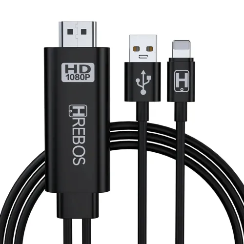 Cabo Adaptador HDMI Espelhamento de Tela na TV para iPhone 1.8m - Hrebos