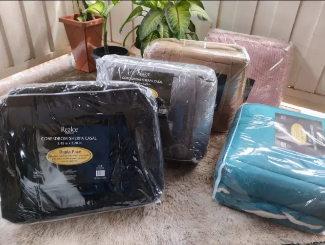Coberdrom sherpa casal queem 2,20 X 2,45 gigante,premium dupla face, vai na bolsa d zíper 