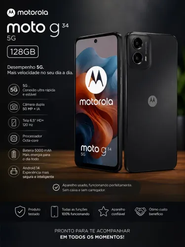 Motorola Moto G34 5G 128GB - Funcionando Perfeitamente