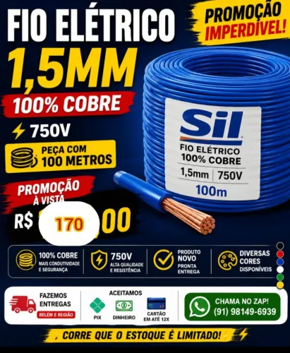 ? FIO ELÉTRICO SIL 1,5MM - PROMOÇÃO! ?