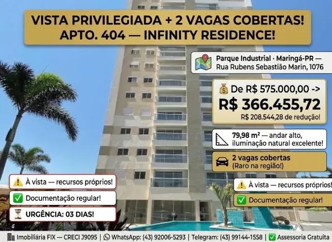 ? VISTA PRIVILEGIADA + 2 VAGAS! Apto. 404 ? Infinity Residence!
