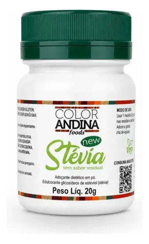 Adoçante Stévia Color Andina 20g 100% Natural | Nova Fórmula