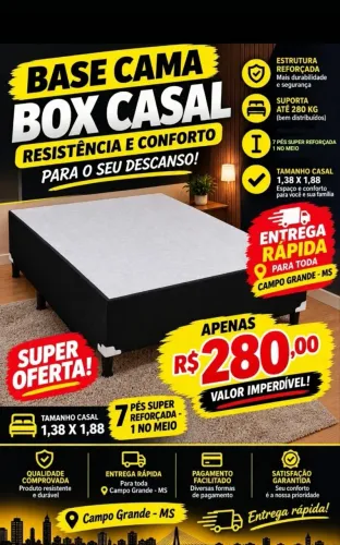 Base Cama Box Casal NOVO 7 PÉS (ENTREGO)