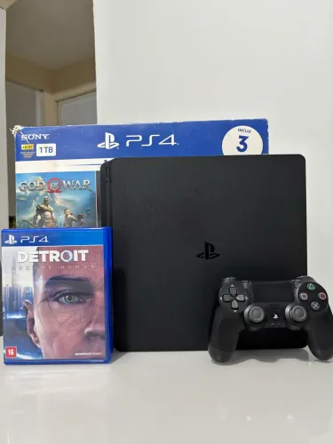 Ps4 slim 1tb jogo de brinde Garantia de loja mega promoção 
