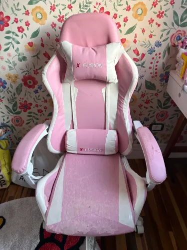 Cadeira gamer x fusion rosa e branca