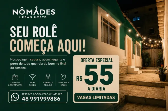Hospedagem em Floripa R$55 a diária Nômades Urban Hostel