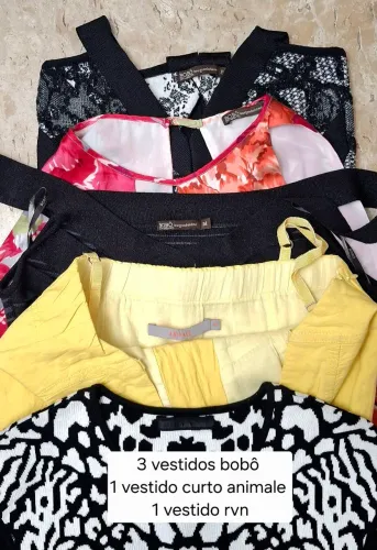 Lote 5 vestidos marca famosa (3 bobô / 1 animale /1 rvn) tamanhos variados  - Preço do Lot
