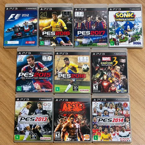 Lote 10 Jogos PS3 - PES, Sonic, Tekken, Marvel e F1