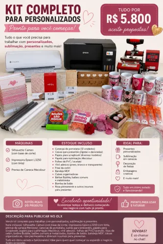 Kit Completo Personalizados | Silhouette + Epson L3250 + Prensa + Estoque