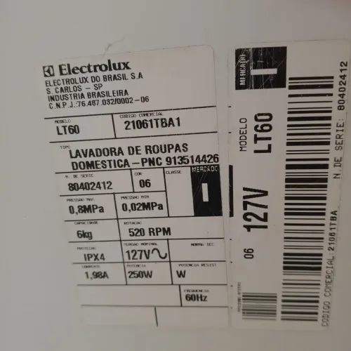 MÁQUINA DE LAVAR ELECTROLUX 06KG