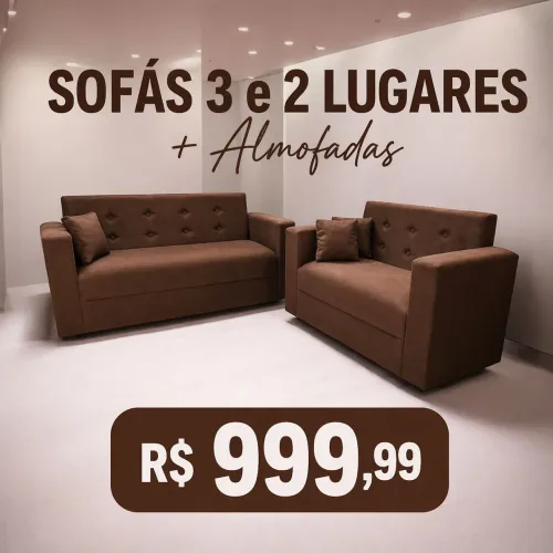 CONJUNTO DE SOFÁS 3/2, preço IMPERDÍVEL! NOVOS