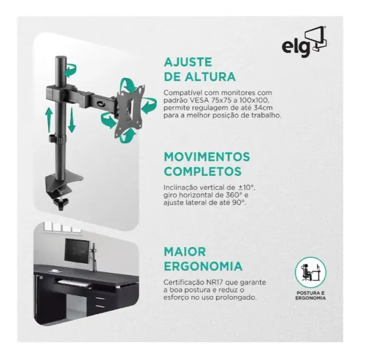 Suporte para tv e monitor de 17" a 34"