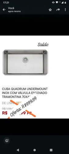Cuba de cozinha Tramontina inox escovado Tramontina Quadrum undermount inox