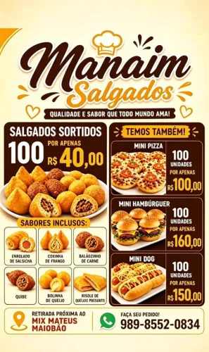 Salgados pra eventos a partir de 40,00