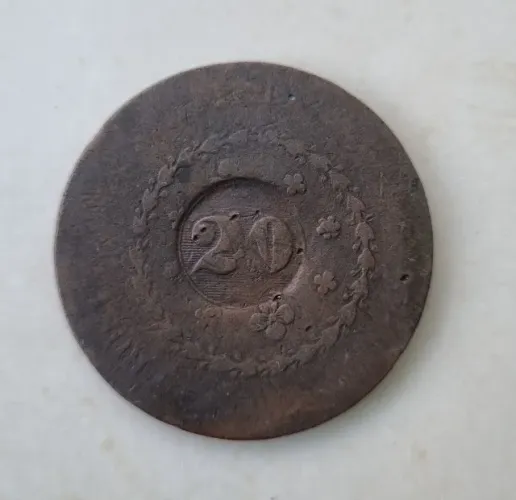 Moeda bronze 20 reis.