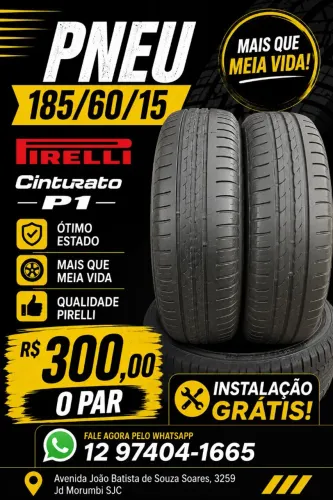Pneu 185/60/15 Pirelli Cinturato P1 - Mais que meia vida, bom estado