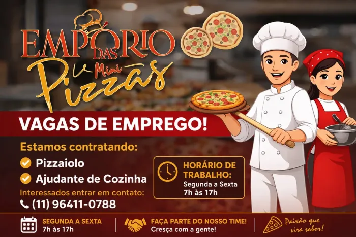 Vaga pizzaiolo / ajudante de cozinha