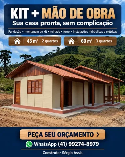 CASAS PRÉ FÁBRICADAS KIT OU MÃO DE OBRA+KIT