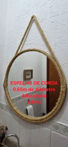 Espelho redondo de corda sisal