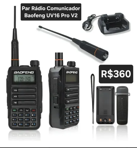 Par Rádio Comunicador Baofeng UV16 Pro V2