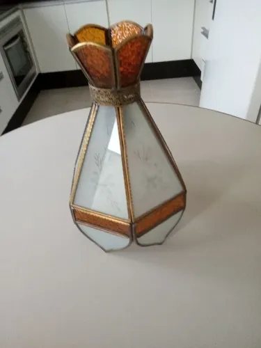 Lustre Antigo Vitral Pendular Estilo Tiffany Ambar e Translúcido
