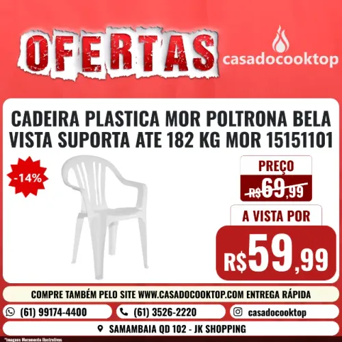 CADEIRA PLASTICA MOR POLTRONA BELA VISTA SUPORTA ATE 182 KG MOR 15151101
