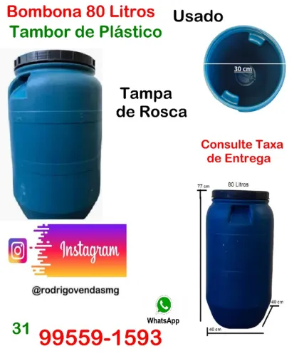 Tambor de 80 Litros de plástico bombona Reservatório comercio construção Sitio Industria