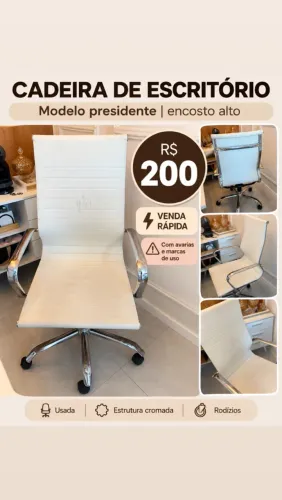 Cadeira de Escritório Presidente Branca